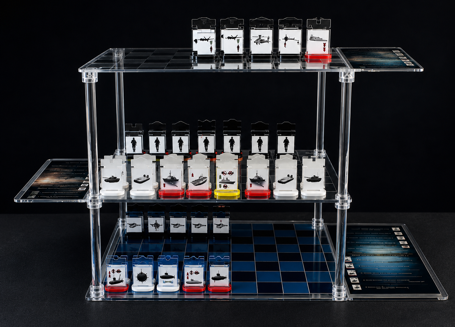 Special Chess con sus tres tableros superpuestos y piezas
