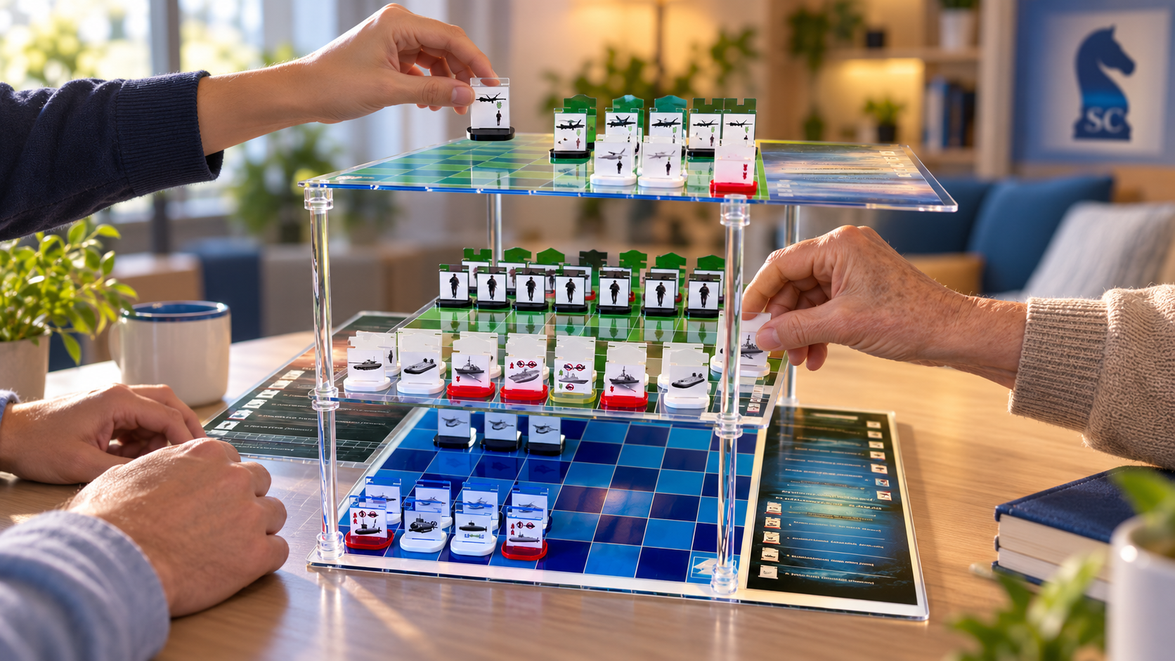 Partida intergeneracional de Special Chess en un entorno compartido